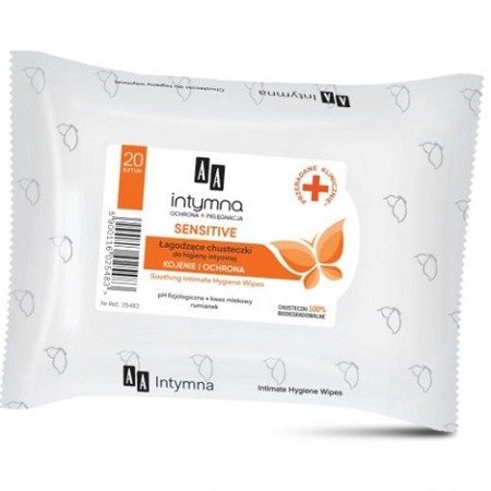 AA - Intymna - CHUSTECZKI do higieny intymnej w 4 odmianach, 20 szt/op. Sensitive