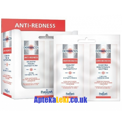Dermacos Anti-Rednes - MASECZKA obkurczająca naczynka + Delikatny peeling enzymatyczny 2x7 ml.