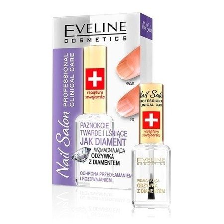 Eveline - Nail Salon Professional Clinical Care- Wzmacniająca ODŻYWKA z diamentem, 12 ml.